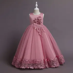 Bodenlanges Satin-Kleid für Kinder 10 Jahre Mädchenkleid Prinzessin Partykleider für Mädchen