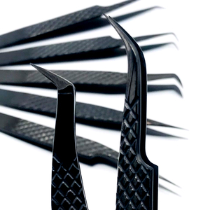 RMI Pince à cils à pointe en fibre de logo personnalisé Marque privée Pince à cils Pointe en fibre de plasma noire Outil de maquillage de beauté - Product Image 1