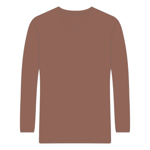 T-Shirt da Uomo Marrone 100% Cotone Organico di Lusso con Scollo a V Pre-Ristretto Certificato GOTS Premium Manica Lunga Traspirante - Product Image 3