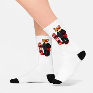 Bear Patterned Ski Tennis <b>Socks</b> for Girls Breathable Nylon Crew Ankle Length <b>Winter</b> Summer Embroidery Print Design Knitted Logo - Product Image 2