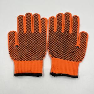 ถุงมือผ้าฝ้ายแบบถักข้อมือเต็มผืน กันลื่น สีส้ม สำหรับงานทั่วไป - Product Image 5