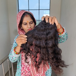 Extensiones de cabello humano Remy máquina de trama doble indio natural ondulado alineado con cutícula libre de procesamiento químico - Product Image 1