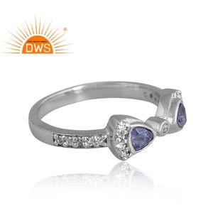 แหวนพลอยสีเงินแพลเลเดียมชุบ925ดีไซน์ใหม่และแหวนพลอยบุษราคัมสีขาวผู้ผลิตเครื่องประดับแบบกำหนดเอง - Product Image 4