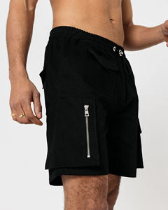 Heavyweight 100% cotton <b>mens</b> jogger solid black colour with side & cargo pockets boxy fit comfortable jogging <b>short</b> for <b>mens</b> - Product Image 6
