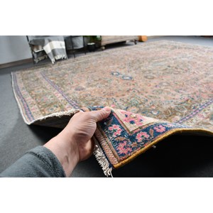 Tapis turc vintage 9.6x12.2 pieds rose marron tissage plat style classique pour les décorations de salon 4m de largeur - Product Image 3