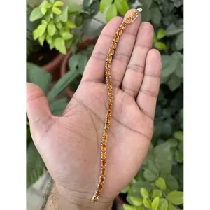 สร้อยข้อมือเทนนิสทรงวงรีเงินแท้ 925 ประดับซิทริน เครื่องประดับแฟชั่น - Product Image 4