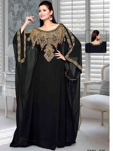 Robe de soirée d'été élégante pleine longueur pour dames Cocktail modeste avec perles de broderie en poly-maille perles antistatique pour adultes - Product Image 2