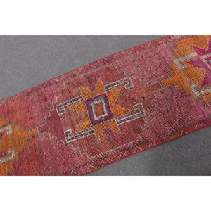 Turkish Vintage <b>Runner</b> Rug 2.8x10.5 ft, Herki <b>Red</b> Wool Rug - Product Image 5