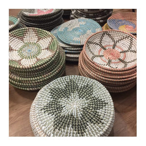 Vietnam fait à la main jonc de mer assiette panier décoratif tenture murale rotin naturel bambou osier rustique écologique pour la maison - Product Image 5