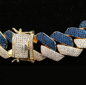 Collar de eslabones cubanos de Miami de dos tonos de 20mm con VVS1, piedra principal de moissanita de plata esterlina helada, regalo para él - Product Image 3