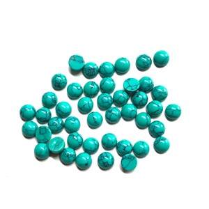 Vente en gros 5mm 6mm rond synthétique Turquoise Cabochon dos plat lisse calibré pierres précieuses en vrac pour la fabrication de bijoux vert - Product Image 1
