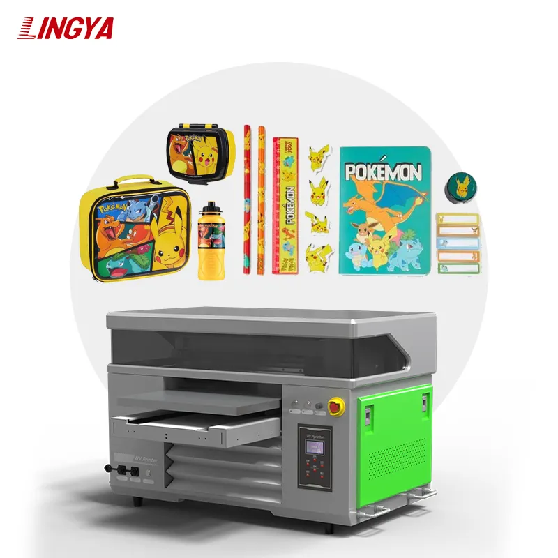 Lingya impressora plana multifuncional 4060UV, impressora jato de tinta UV pequena, impressão 3D em relevo de textura, promoção de lembranças, impressora UV