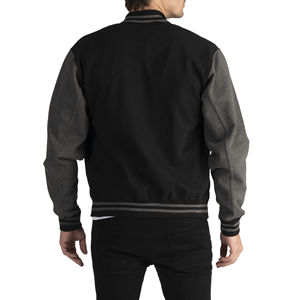 Veste universitaire en cuir de vache véritable à 100% pour hommes, broderie sur le devant, noir foncé gris, style lettreman, saison hivernale, taille 4XL - Product Image 6