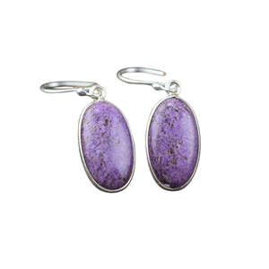 Pendientes clásicos, joyería para mujer, joyería de estilo bohemio, pendientes hechos a mano de piedras preciosas de Charoite de Plata de Ley 925, regalo para esposa - Product Image 1