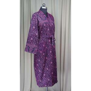 Cozy Warm Winter Romance Yak Wool Blend Women's Purple Floral <b>Cardigan</b> House <b>Coat</b> Quirky Pockets Comfortable ODM Woven - Product Image 6