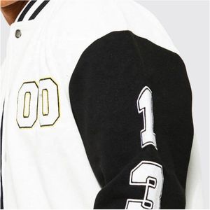 แจ็กเก็ตเบสบอลสำหรับผู้ชายเสื้อแจ็กเก็ตเบสบอลปักลายด้วยกำมะหยี่โลโก้ตามสั่งสไตล์นักศึกษาเลตเทอร์แมนไซส์ใหญ่พิเศษ - Product Image 4