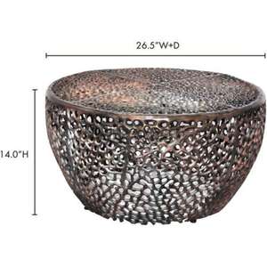 Meuble de salon élégant avec design texturé Table basse tendance finie en aluminium avec finition antique - Product Image 1