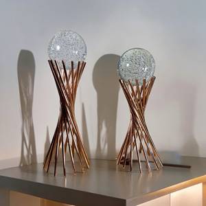 Esfera geométrica Centro de mesa de metal Arte de lujo moderno y elegante para decoración del hogar con elegante bola de cristal - Product Image 5