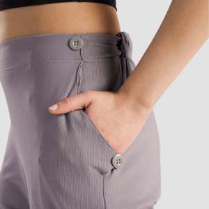 Pantalon décontracté Prism à taille haute et jambes larges, respirant, gris, avec fermeture élastique à la taille, style mi-taille - Product Image 5