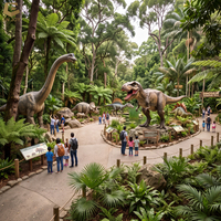 Projet clé en main de sentier nocturne à thème dinosaures avec dinosaures animatroniques et expositions de lanternes personnalisées de Zigong