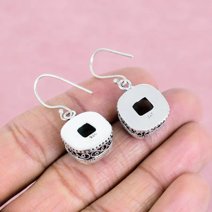 925 plata esterlina Indicolite Topacio piedra preciosa pendiente hecho a mano bohemio gota colgante chica pendientes precio directo de fábrica joyería - Product Image 4