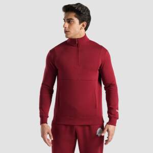 เสื้อซิป 1/4 ตัว ระบายอากาศได้ดี สีแดงเลือดหมู - Product Image 1