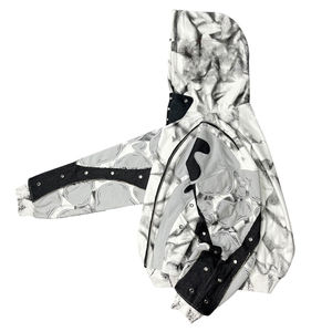 เสื้อฮู้ดผู้ชายมีซิปตกแต่งสองชั้นพิมพ์ลายด้วยหมุดงานเย็บปะติดแบบบ็อกซี่โอเวอร์ไซส์งานตามสั่ง - Product Image 5