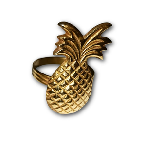 Anneaux de serviette en laiton de haute qualité, modernes, durables, écologiques, en forme d'ananas, gravés à la main, pour la décoration de table à manger, fête - Product Image 1