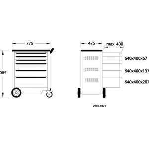 Chariot à outils Gedore à 6 tiroirs 985x875x606mm, armoires à outils - Product Image 5