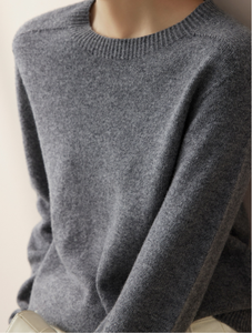 Wool Cashmere Blend Knit Sweater 70 Wool 30 Cashmere Sweater Crew Neck <strong>Jumper</strong> Raglan Knit Pullover Crew Neck Wide Ribbed Cuff - Product Image 3