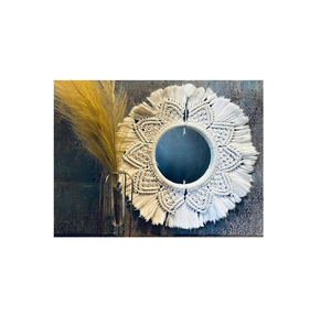 Miroir attrayant pour la décoration de la maison, miroir rond moderne de luxe, décoration artistique pour la chambre à coucher, la salle de bain, miroir mural décoratif en macramé pour les fournitures indiennes - Product Image 2