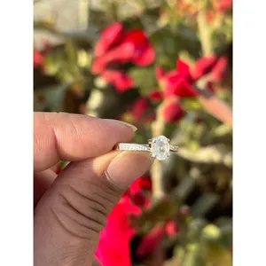 925 Silver Rainbow Moonstone <b>Ring</b> Dainty Geometric Gemstone Oval and Marquise Cut Diamond Engagement Rhodium Plated - Product Image 4