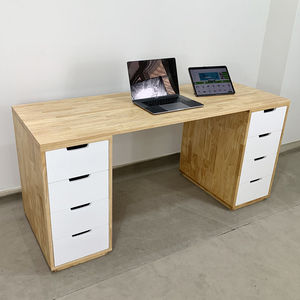 โต๊ะเกมมิ่งคาร์บอนวู้ดพร้อมที่เก็บของ 160x60 ซม. สีธรรมชาติ 5 ชั้นวาง ดีไซน์ทันสมัย รุ่น GD68018 - Product Image 3