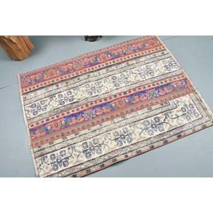 Tapis turc Vintage Beige traditionnel 3.2 X 4.2ft Patchwork Design laine Viscose Latex pour adolescent chevet couloir 4m Rectangle - Product Image 2