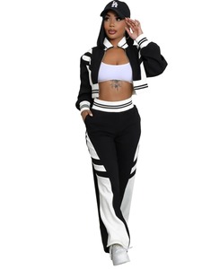 Top corto y pantalones de chándal personalizados para mujer, chándal, proveedor al por mayor, ropa de calle, ropa deportiva de gran tamaño, conjunto de dos piezas - Product Image 5