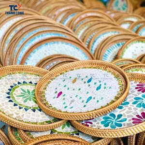 ถาดเสิร์ฟแม่ของไข่มุกพร้อมกรอบหวายถาดไม้ทำด้วยมือไม่ซ้ำใครสำหรับตกแต่งบ้าน - Product Image 6