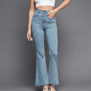 Salopette taille XL pour femmes sur mesure pantalon en jean de haute qualité Logo lavé respirant plat décontracté printemps 100% coton léger - Product Image 5