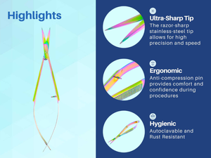 Castroviejo Micro ciseaux droits avec couleur plasma arc-en-ciel en acier inoxydable Instruments chirurgicaux de microchirurgie manuelle - Product Image 3