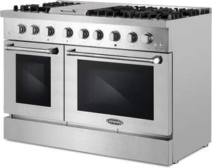 La mejor oferta para la nueva cocina de doble horno de doble combustible Lumin Collection 48 de 6.7 pies cúbicos con 6 quemadores sellados - Product Image 4