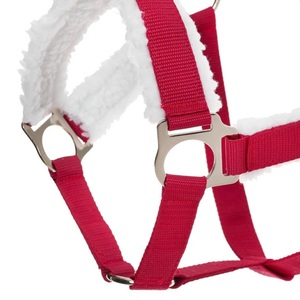 Cabestro de Carreras de Caballos de nailon rojo superventas con relleno de forro polar de visón blanco cómodo caballo Halter ajustable - Product Image 4