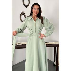 <b>Mint</b> Pleated Front Zip <b>Dress</b> - <b>Mint</b> - Product Image 3