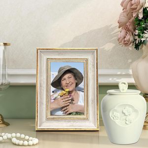 โกศเซรามิกทำด้วยมือขนาดกลางสำหรับขี้เถ้าของมนุษย์เซรามิกขนาดเล็กแกะสลักดอกไม้เซรามิกสวยงามที่ระลึกสำหรับครอบครัวคนที่คุณรักสัตว์เลี้ยง - Product Image 6