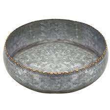 Handmade galvanized <b>metal</b> <b>bowl</b> for farmhouse dining table rustic wedding centerpiece with vintage look and sturdy quality - Product Image 5