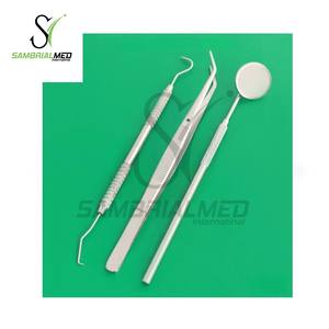 Kit de examen Dental alemán de acero inoxidable, espejo blanqueador de dientes, escalador y pinzas, juego de examen básico de dentista, 3 uds. - Product Image 1