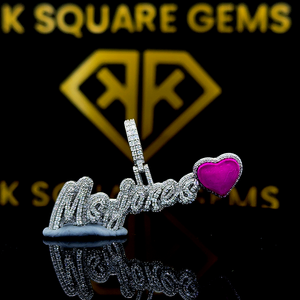 Nombre personalizado y corazón Rosa Hip Hop colgante Moissanite y joyería de hielo para niños joyería personalizada de Hip Hop para niños - Product Image 3