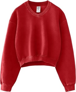 เสื้อสเวตเชิ้ตครอปผู้หญิงปี 2026 ทรงหลวม ผ้าฟลีซ แขนยาว สวมใส่สบาย คอกลม เหมาะสำหรับออกกำลังกาย แฟชั่นพื้นฐาน เสื้อฮู้ดดี้ - Product Image 1