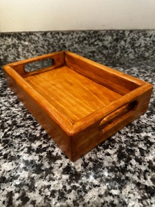Plateau en bois poli écologique personnalisé, décor rustique, avec poignées, plateau de service ottoman, décoration intérieure, artisanat naturel pour l'accueil - Product Image 4