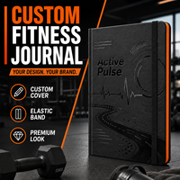 Journal de fitness personnalisé LABON A5, planificateur d'entraînement noir avec couverture en PU gaufré, bande élastique, bord orange, carnet de suivi d'entraînement
