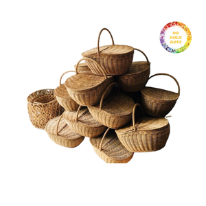 Panier de rangement en rotin et osier durable avec poignées Rustic Farmhouse Decorative - Product Image 1