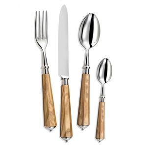 Ensemble de salle à manger 4 pièces avec poignées en cristal Couverts en acier inoxydable de style américain durable en argent - Product Image 2